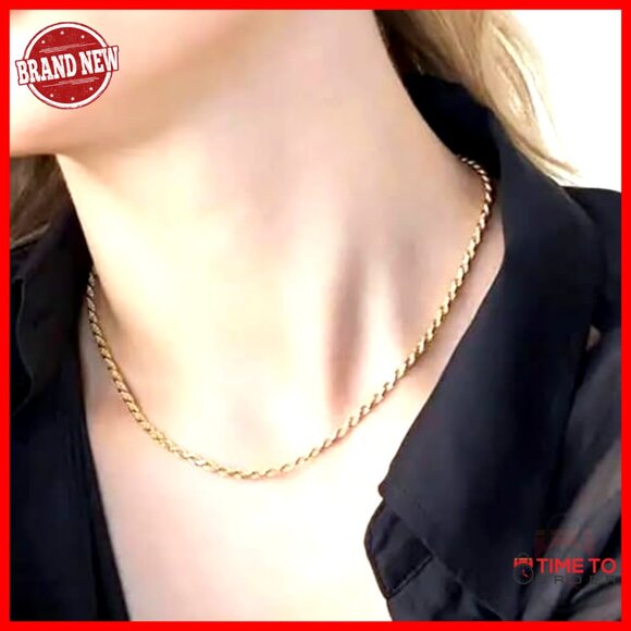 14K Yellow Gold Rope Chain Necklace, Lobster Clasp, 18" Length - Picture 5 of 6